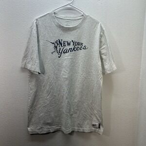 Nike New York Yankees Shirt Men's Large Light Gray Short Sleeve Baseball 2014